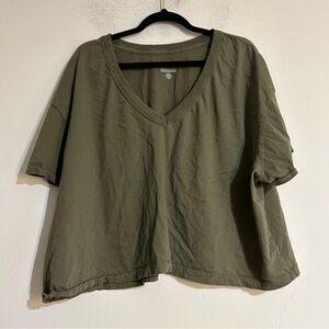 Nuuds V-Neck Everyday Short Sleeve Cotton T-Shirt Olive Green Size XXXL
